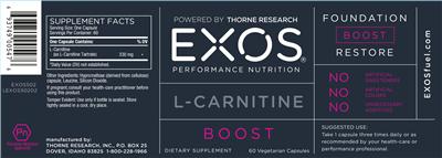 Photo of the EXOS Performance Nutrition L-Carnitine label