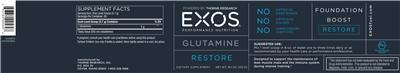Photo of the EXOS Performance Nutrition Glutamine label