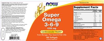 Photo of the NOW Super Omega 3-6-9 1200 mg label