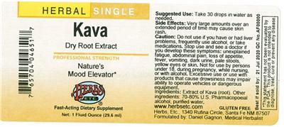Photo of the Herbs Etc. Kava Dry Root Extract label