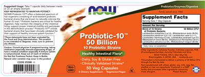Photo of the NOW Probiotic-10 50 Billion label