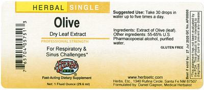 Photo of the Herbs Etc. Olive label