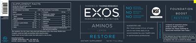 Photo of the EXOS Performance Nutrition Aminos Lemon label