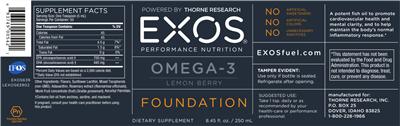 Photo of the EXOS Performance Nutrition Omega-3 Lemon Berry label