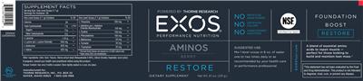 Photo of the EXOS Performance Nutrition Aminos Berry label