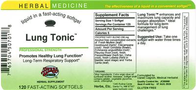 Photo of the Herbs, Etc. Lung Tonic label