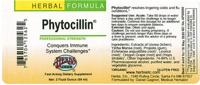Photo of the Herbs, Etc. Phytocillin label