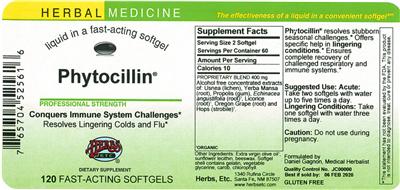 Photo of the Herbs, Etc. Phytocillin label