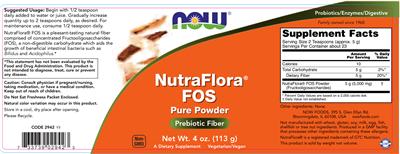 Photo of the NOW NutraFlora FOS label