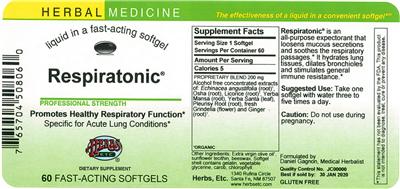 Photo of the Herbs, Etc. Respiratonic label