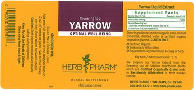 Photo of the Herb Pharm Yarrow label