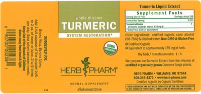 Photo of the Herb Pharm Turmeric label