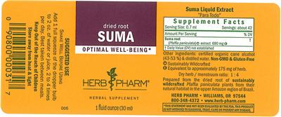 Photo of the Herb Pharm Suma label