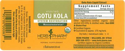 Photo of the Herb Pharm Gotu Kola label