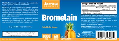 Photo of the Jarrow Formulas Bromelain 1000 GDU label
