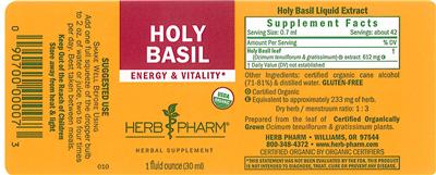 Photo of the Herb Pharm Holy Basil label