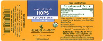 Photo of the Herb Pharm Hops label
