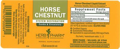 Photo of the Herb Pharm Horse Chestnut label