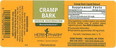 Photo of the Herb Pharm Cramp Bark label
