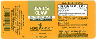 Photo of the Herb Pharm Devil's Claw label