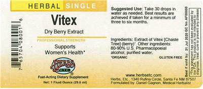 Photo of the Herbs Etc. Vitex label