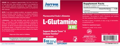 Photo of the Jarrow Formulas L-Glutamine Powder label