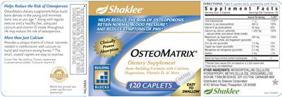 Photo of the Shaklee Osteomatrix label