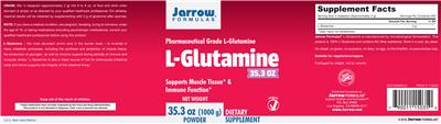 Photo of the Jarrow Formulas L-Glutamine Powder label