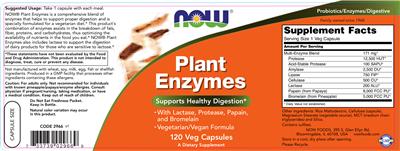 Photo of the NOW Plant Enzymes label