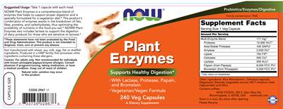 Photo of the NOW Plant Enzymes label
