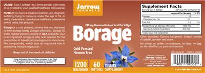 Photo of the Jarrow Formulas Borage label