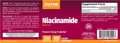 Photo of the Jarrow Formulas Niacinamide 250 mg label