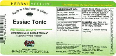 Photo of the Herbs, Etc. Essiac Tonic label