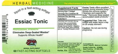 Photo of the Herbs, Etc. Essiac Tonic label