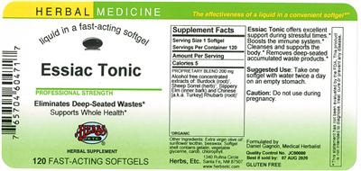Photo of the Herbs, Etc. Essiac Tonic label