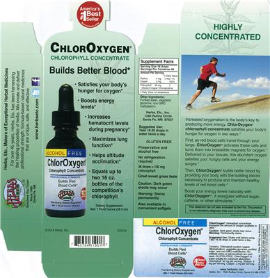 Photo of the Herbs, Etc. ChlorOxygen Chlorophyll Concentrate Alcohol Free label