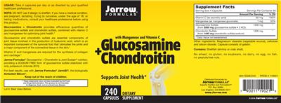 Photo of the Jarrow Formulas Glucosamine + Chondroitin label