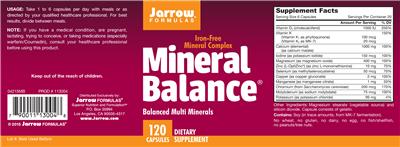 Photo of the Jarrow Formulas Mineral Balance label