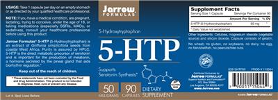 Photo of the Jarrow Formulas 5-HTP 50 mg label