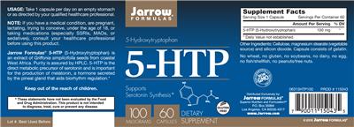 Photo of the Jarrow Formulas 5-HTP 100 mg label