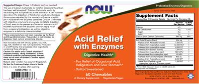 Photo of the NOW Acid Relief with Enyzmes label