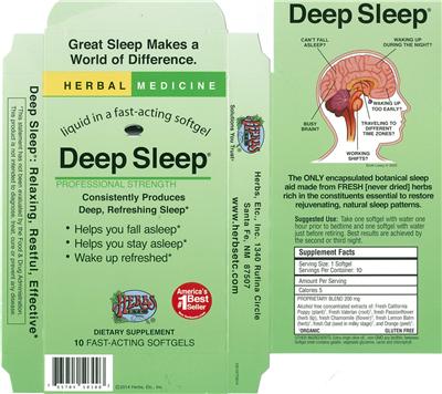 Product label for Deep Sleep