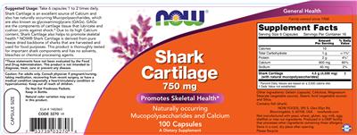 Photo of the NOW Shark Cartilage 750 mg label