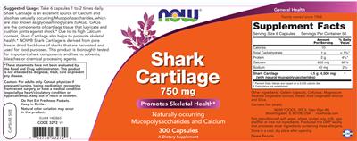Photo of the NOW Shark Cartilage 750 mg label