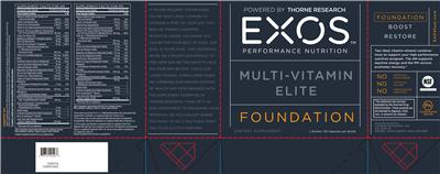 Photo of the EXOS Performance Nutrition AM label
