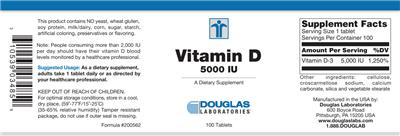 Photo of the Douglas Laboratories Vitamin D 5000 IU label