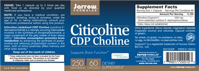 Photo of the Jarrow Formulas Citicoline CDP Choline 250 mg label