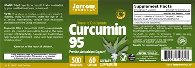 Photo of the Jarrow Formulas Turmeric Concentrate Curcumin 95 500 mg label