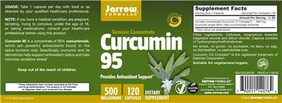 Photo of the Jarrow Formulas Turmeric Concentrate Curcumin 95 500 mg label