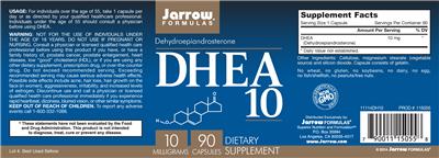 Photo of the Jarrow Formulas DHEA 10 label